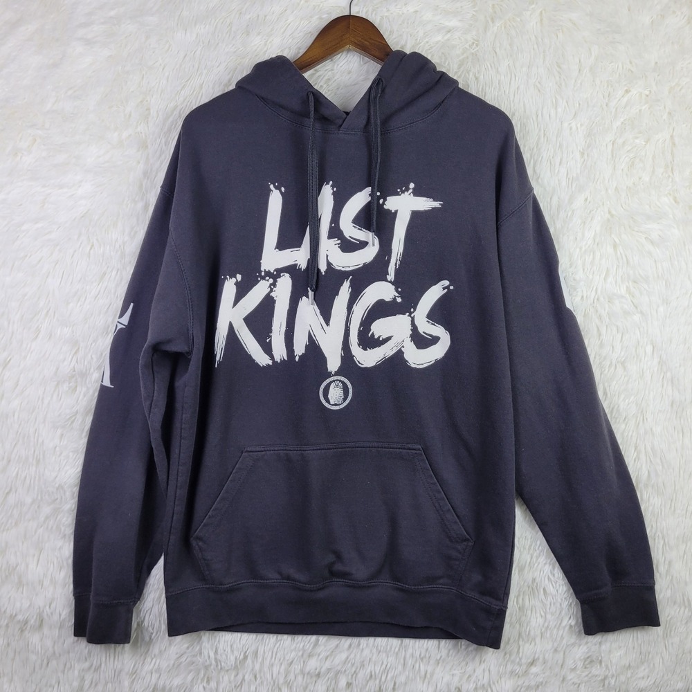 Last Kings Mens XXL Charcoal Black Graphic Hoodie Streetwear Pharaoh Pullover